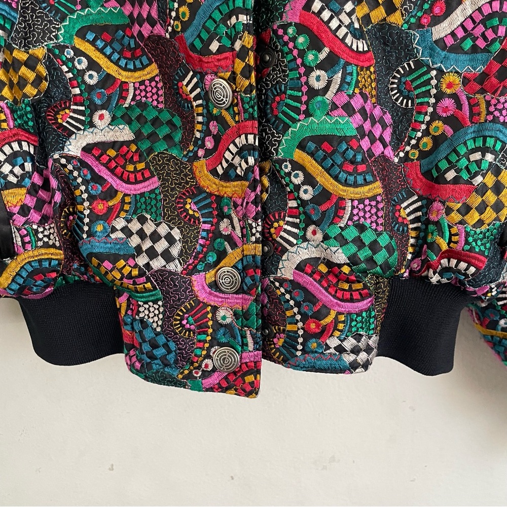 Vintage 80s Skea Paris Vail Embroidered Bomber Ski Jacket Multicolor Size 6 - Picture 5 of 8